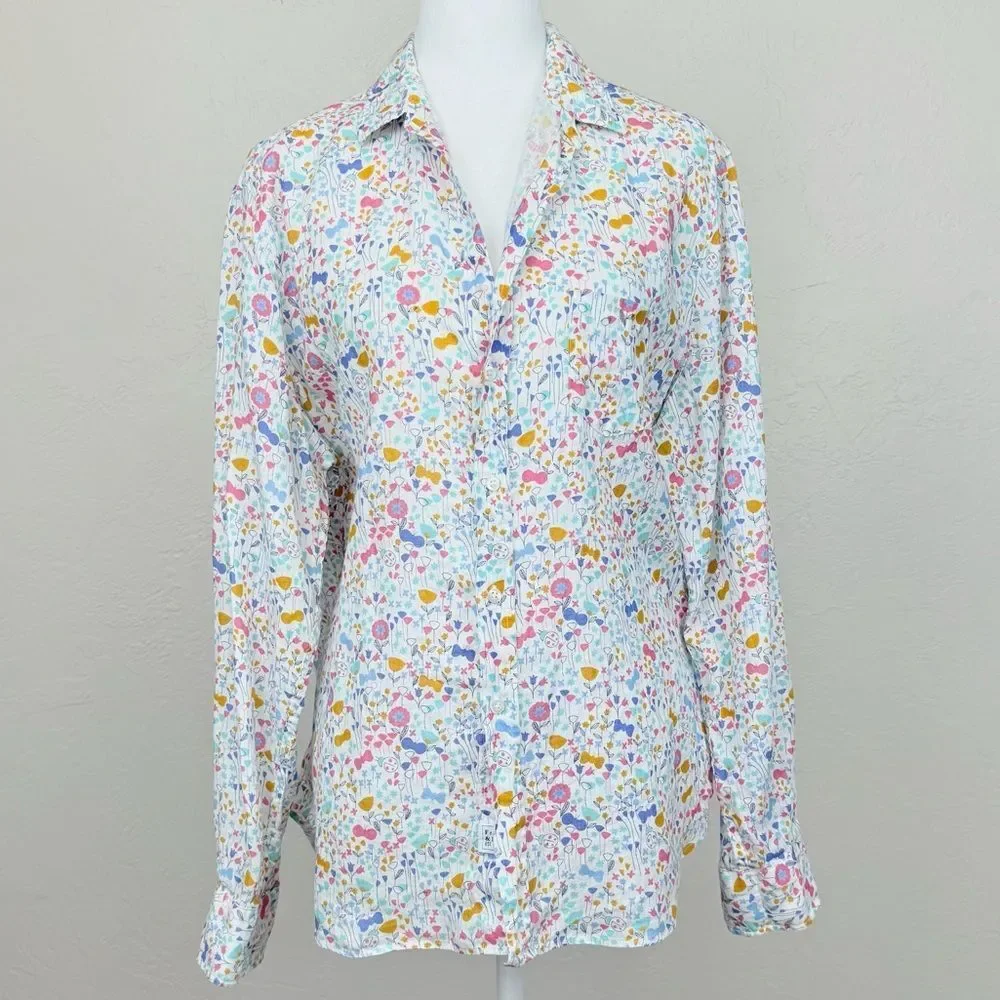 Frank & Eileen “Eileen” Italian Linen Floral Button Down Shirt *EUC* size M - Picture 6 of 14